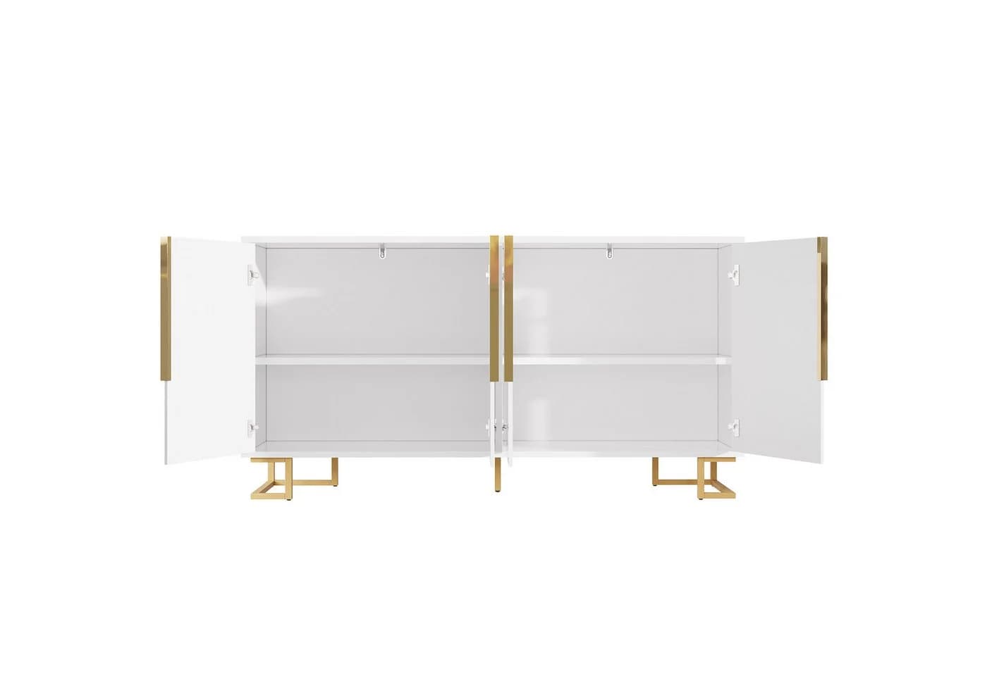 Flieks Sideboard 4 Türen Weiß/Schwarz mit verstellbaren Fußpolstern - Bild 4