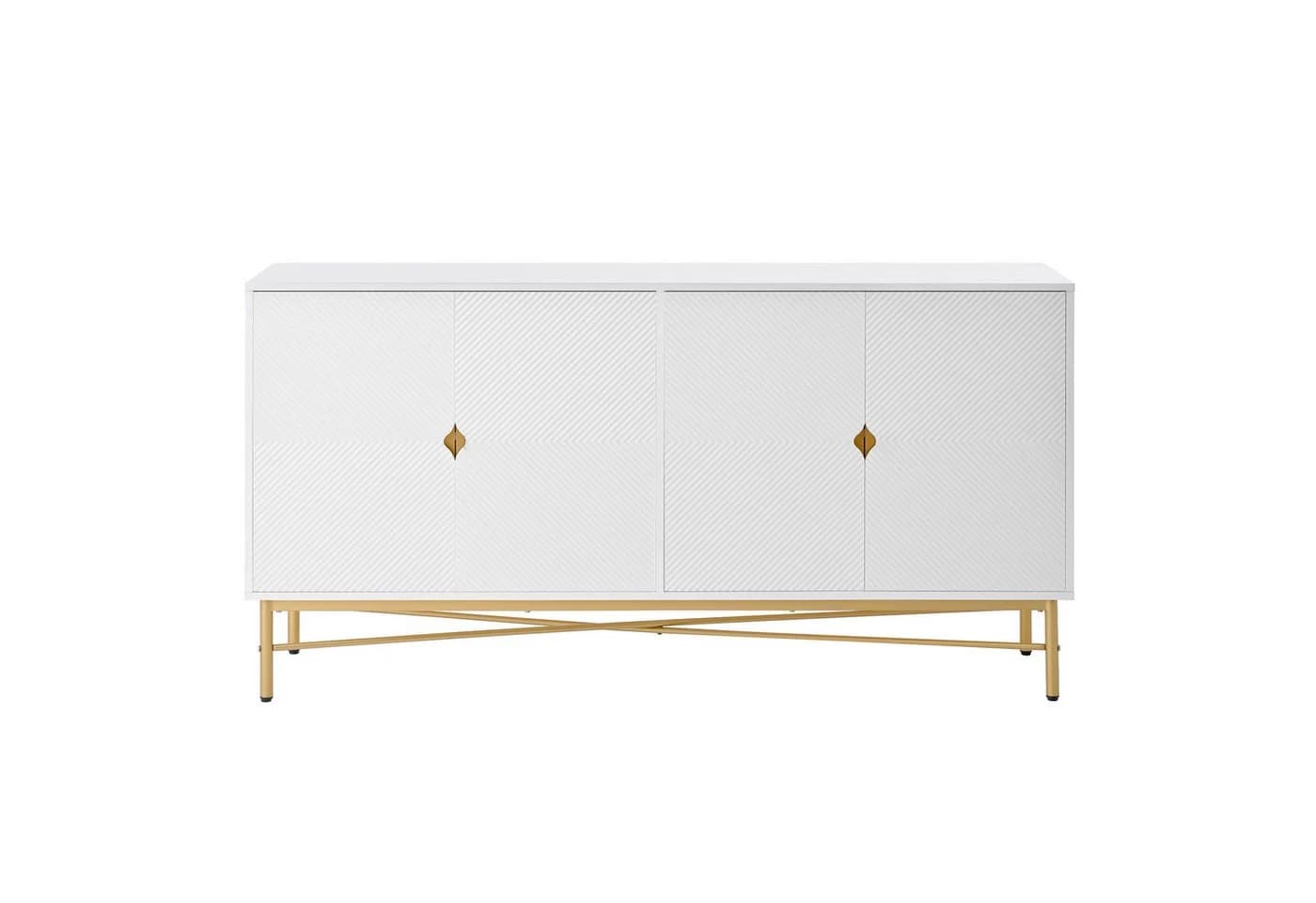 Flieks Sideboard 4 Türen Weiß Holzwerkstoff Metallgestell - Bild 4