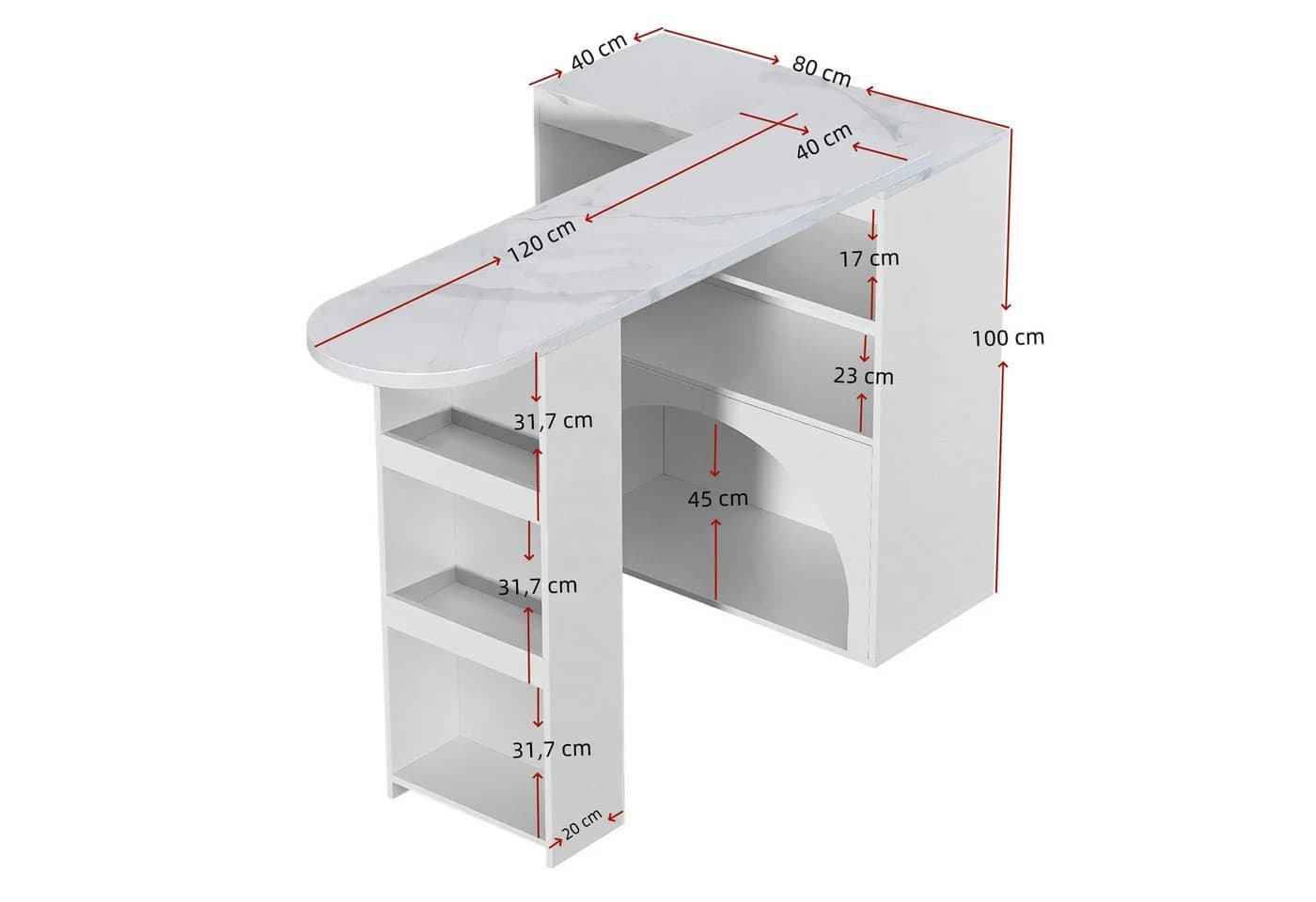 Flieks Bartisch 360° drehbar Esstisch & Sideboard 2-in-1 Marmoroptik 2er Set - Bild 5