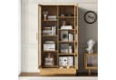 Flieks Glasvitrine Bücherregal beige mit 2 Glastüren und Schubladen Bild 1