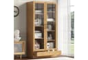 Flieks Glasvitrine Bücherregal beige mit 2 Glastüren und Schubladen Bild 2