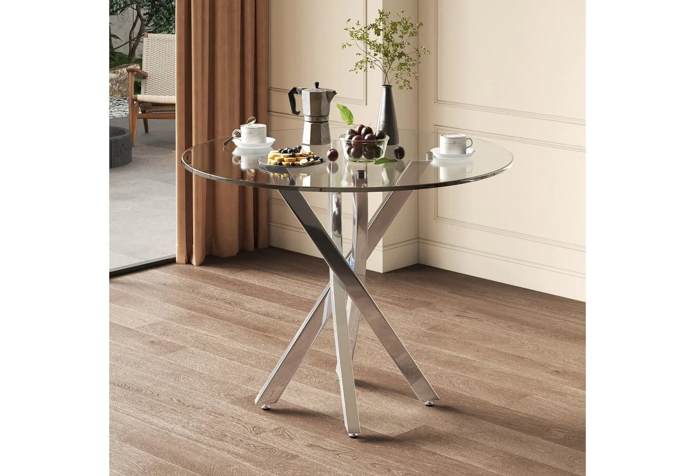 Flieks Esstisch Glastisch Silber Modern - Bild 2