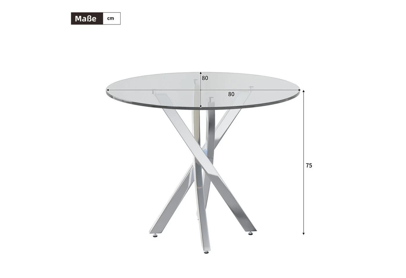 Flieks Esstisch Glastisch Silber Modern - Bild 5