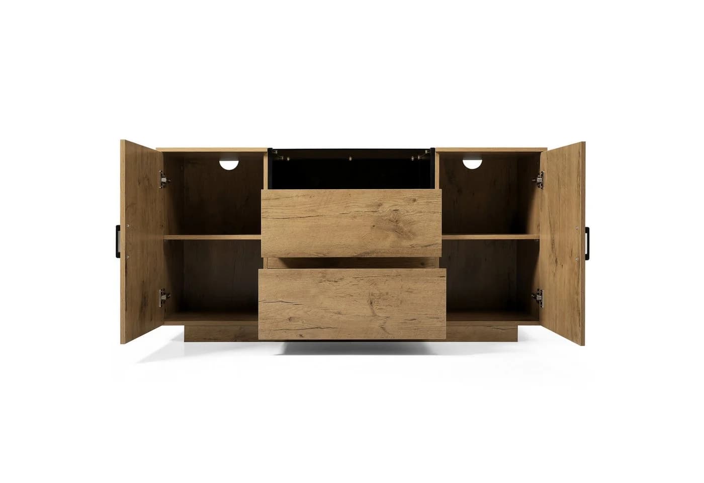 Flieks Sideboard Eichenoptik Glasplatte 140 cm - Bild 4