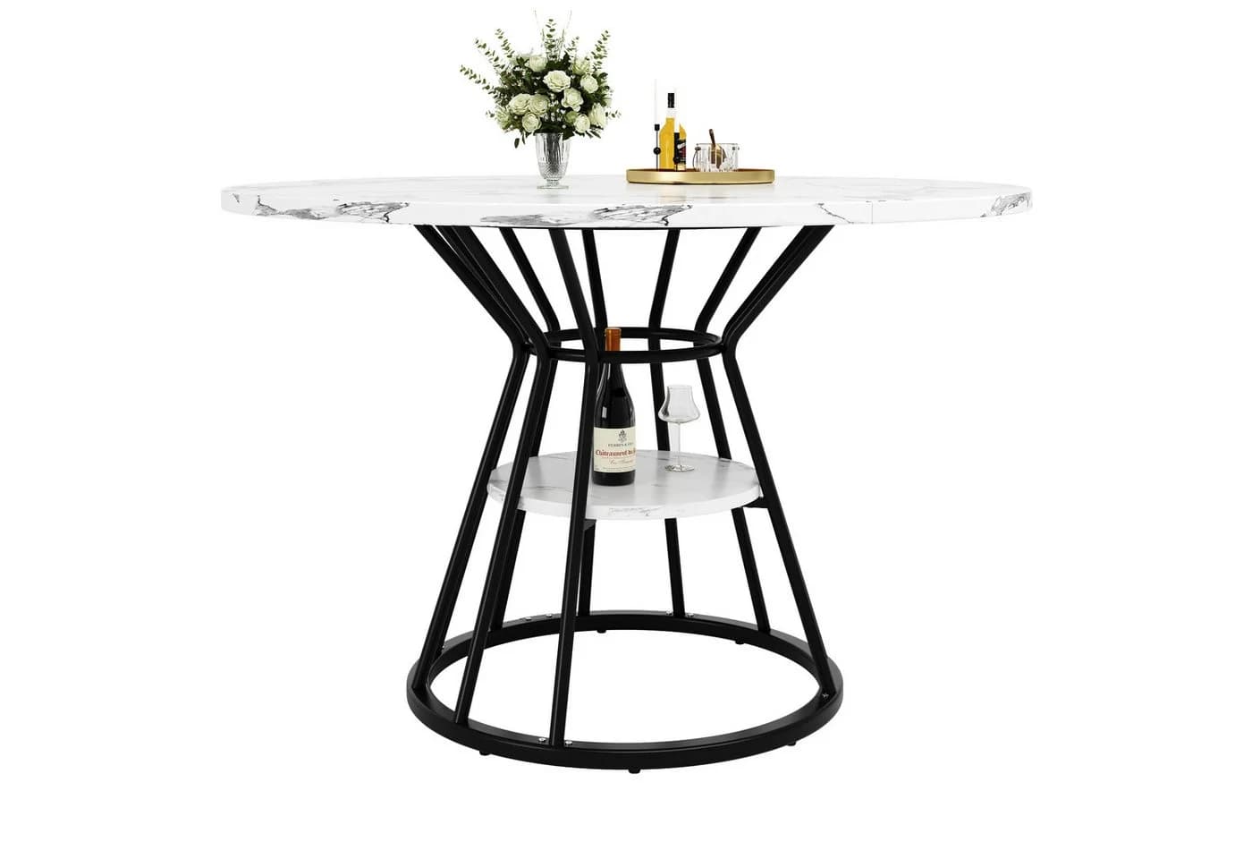 Flieks Esstisch Marmoroptik 100x76 cm Küchentisch mit Stauraum - Bild 4