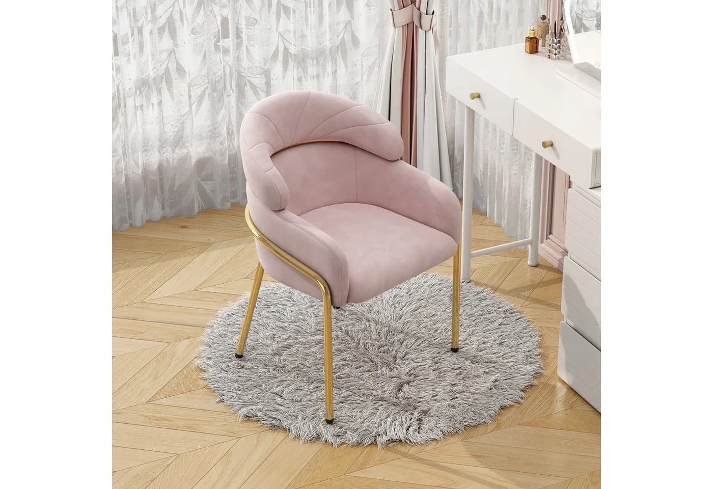 Flieks Polsterstuhl Armlehnstuhl Samt Rosa - Bild 2