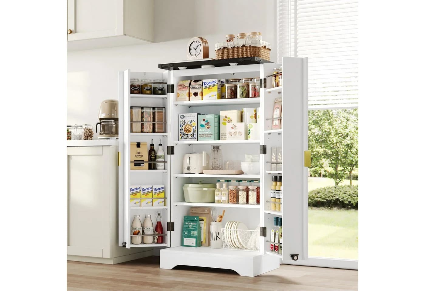Flieks Hochschrank Weiß mit LED-Sensorlicht und Türablagen - Bild 2