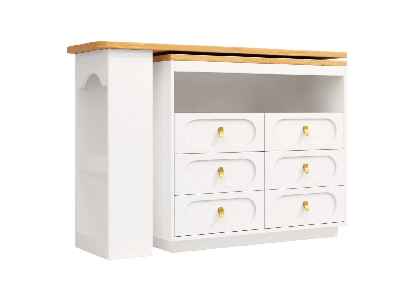 Flieks Bartisch Kommode Weiß 2er Set mit 6 Schubladen - Bild 4