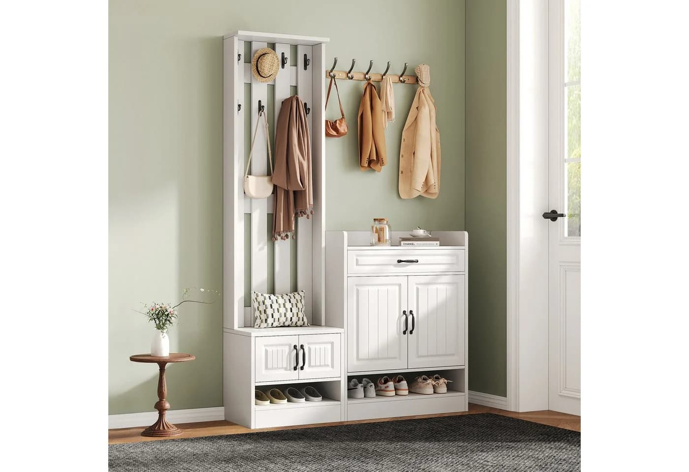 Flieks Garderoben-Set mit Schuhschrank, Schuhbank & Kleiderständer Weiß - Bild 3