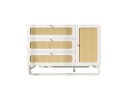 Flieks Kommode Rattanschrank 3 Schubladen 1 Tür Weiß Bild 4