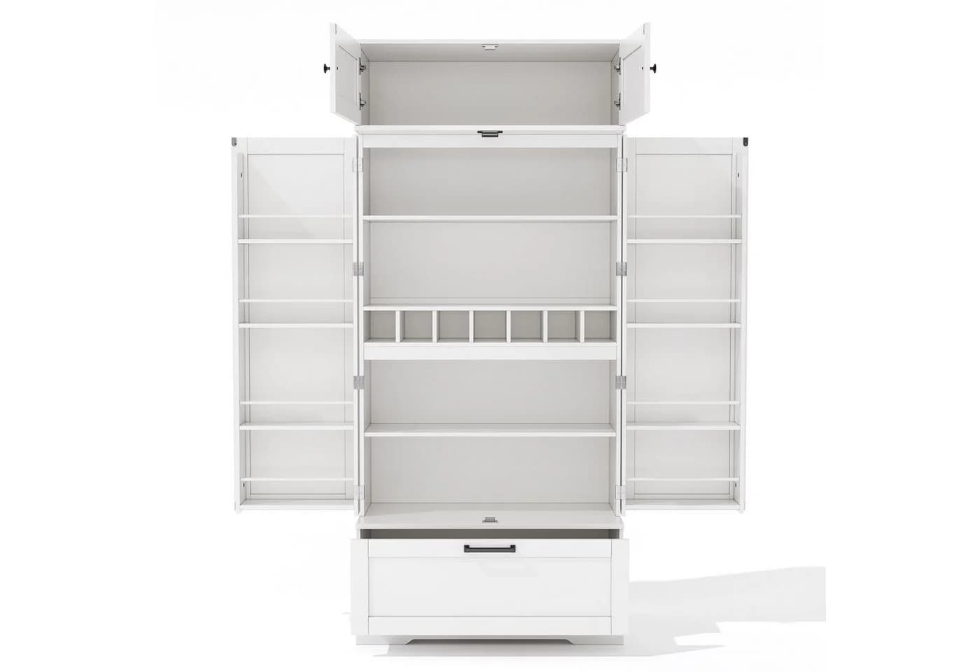 Flieks Hochschrank mit Schubladen, Weinregal und Türregalen Weiß - Bild 4