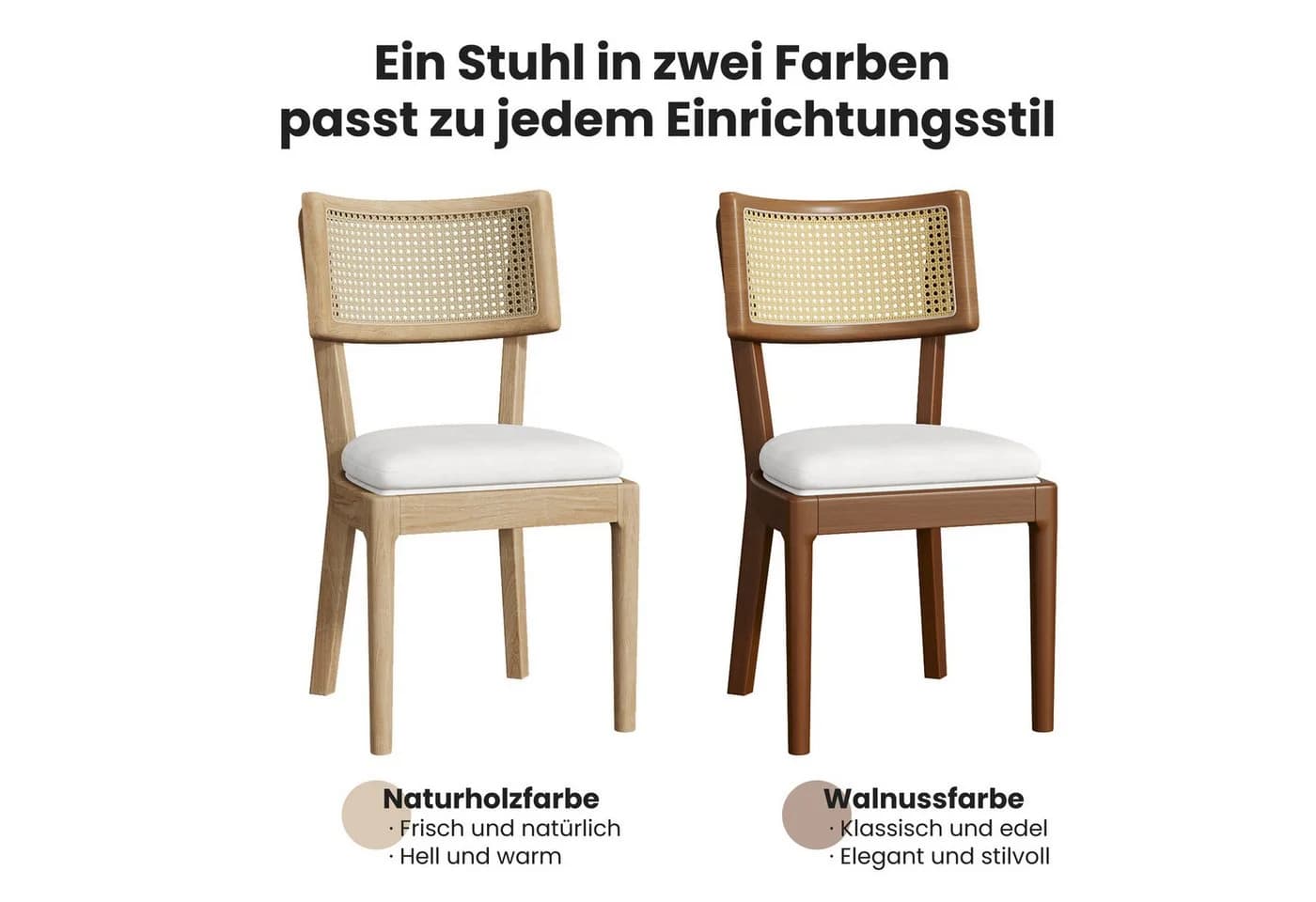 Flieks Esszimmerstuhl 2er Set Massivholz Leinen Braun - Bild 5