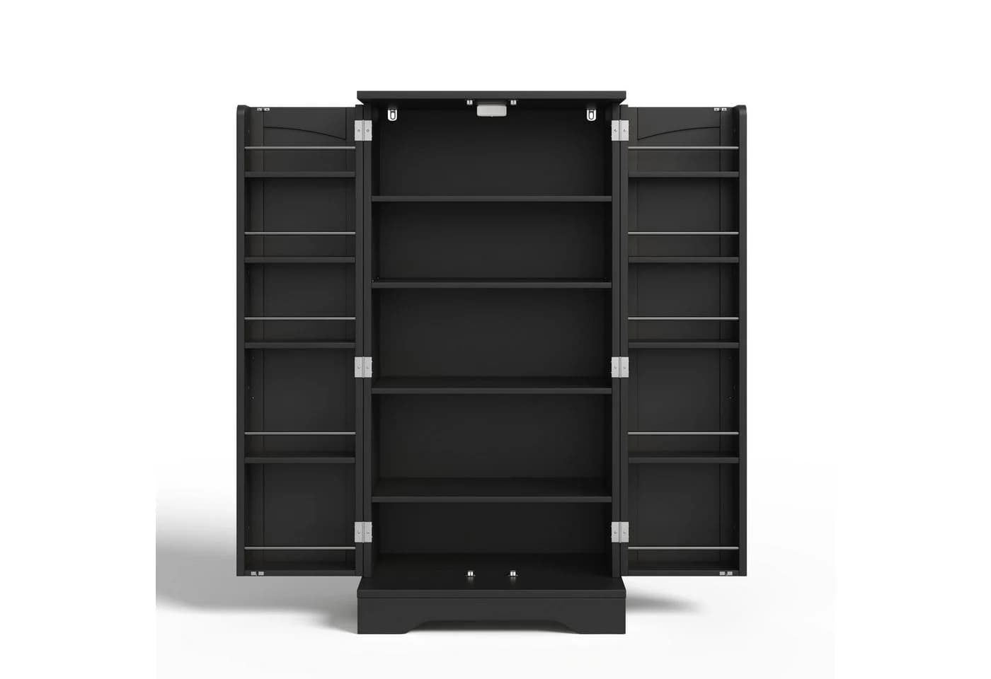 Flieks Mehrzweckschrank Hochschrank LED-Sensorlicht Verstellbare Regalböden Schwarz - Bild 5