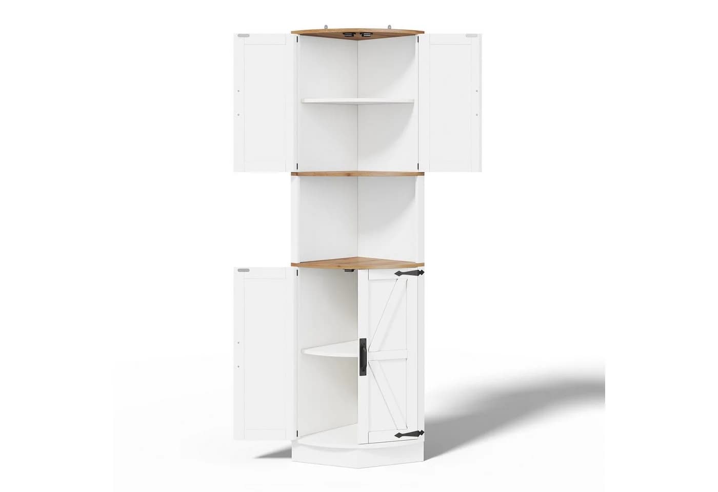 Flieks Eckschrank Hochschrank 5 Fächer 4 Türen Industrial Weiß - Bild 4
