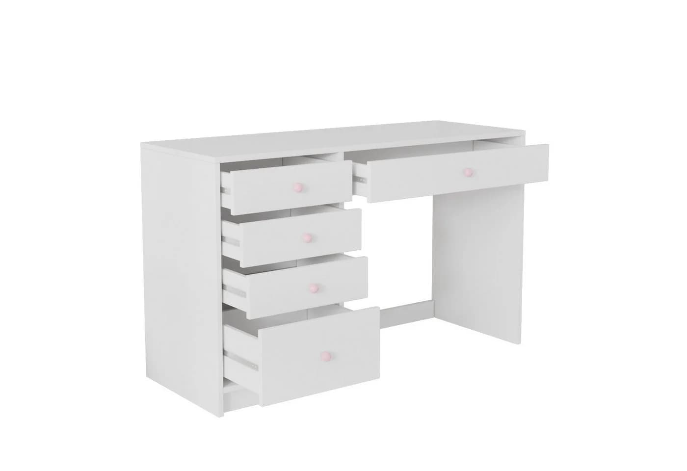 Flieks Schreibtisch mit 5 Schubladen Rosa Keramikgriffe - Bild 5