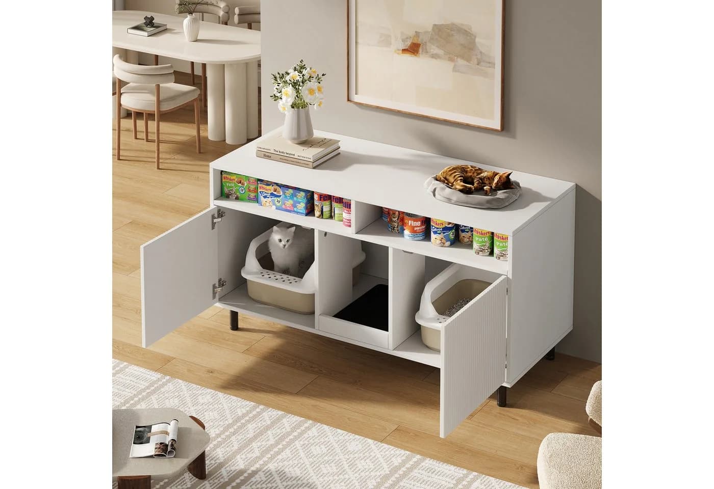 Flieks Mehrzweckschrank mit Sandauffangmatte - Weiß 120x50x66 cm