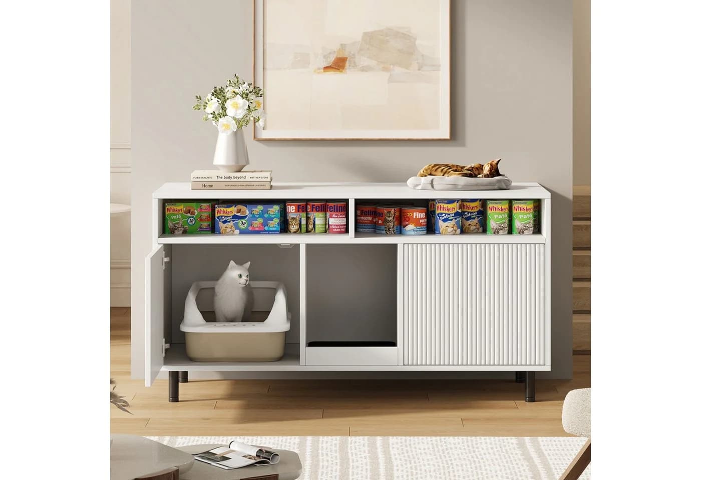 Flieks Mehrzweckschrank mit Sandauffangmatte - Weiß 120x50x66 cm - Bild 2