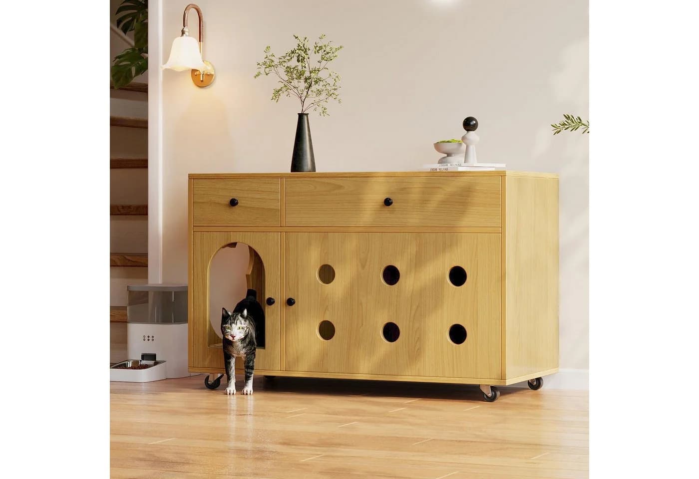 Flieks Mehrzweckschrank Katzenkloschrank mit Rollen und Schubladen - Bild 3