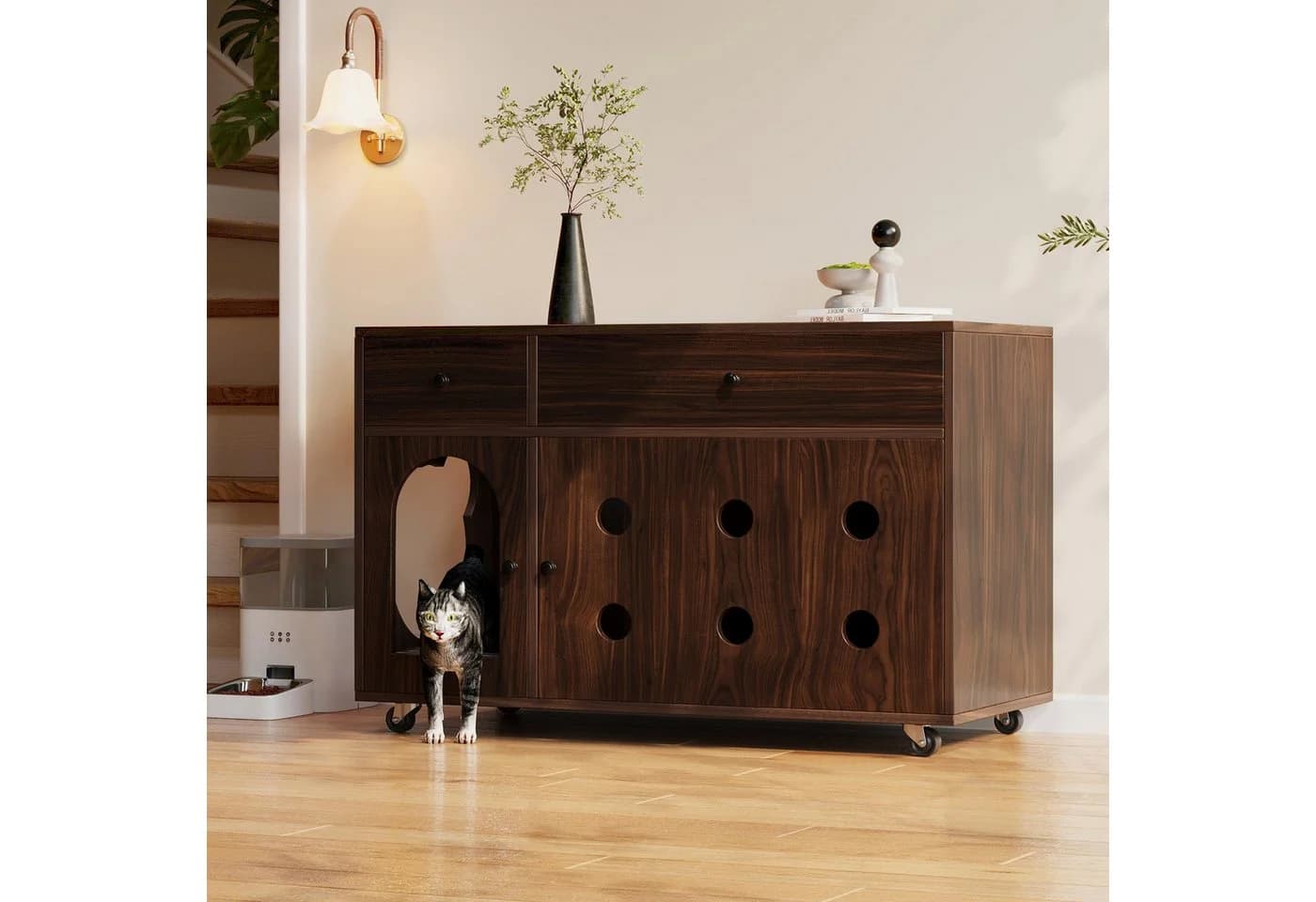Flieks Mehrzweckschrank Katzenkloschrank Holzoptik Braun - Bild 3