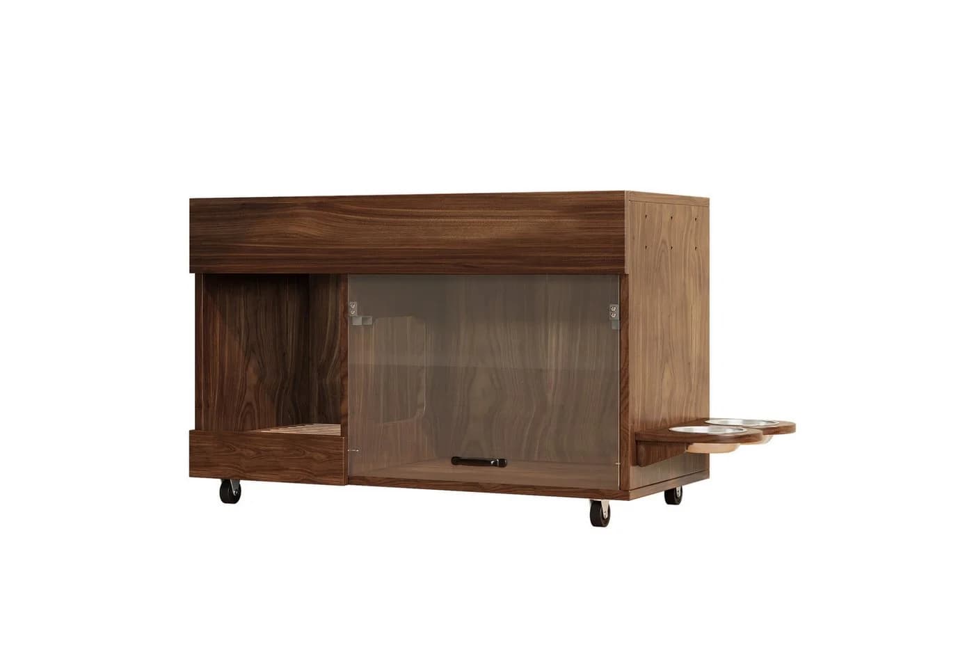 Flieks Katzentoilettenschrank mit Rollen Acryltür Nussbaum - Bild 4