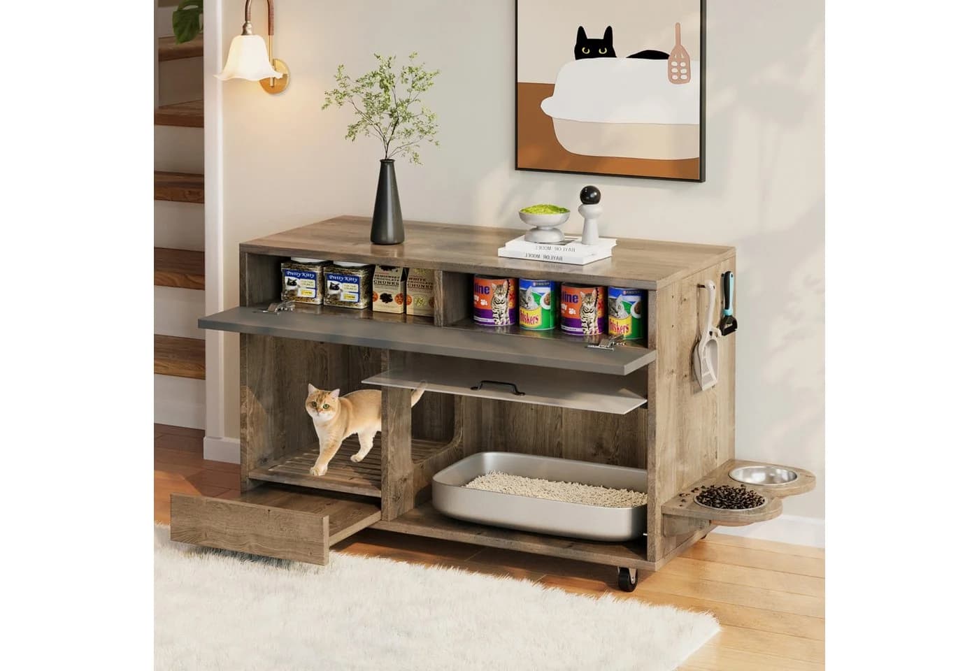 Flieks Katzenkloschrank mit Rollen Holzoptik - Bild 2