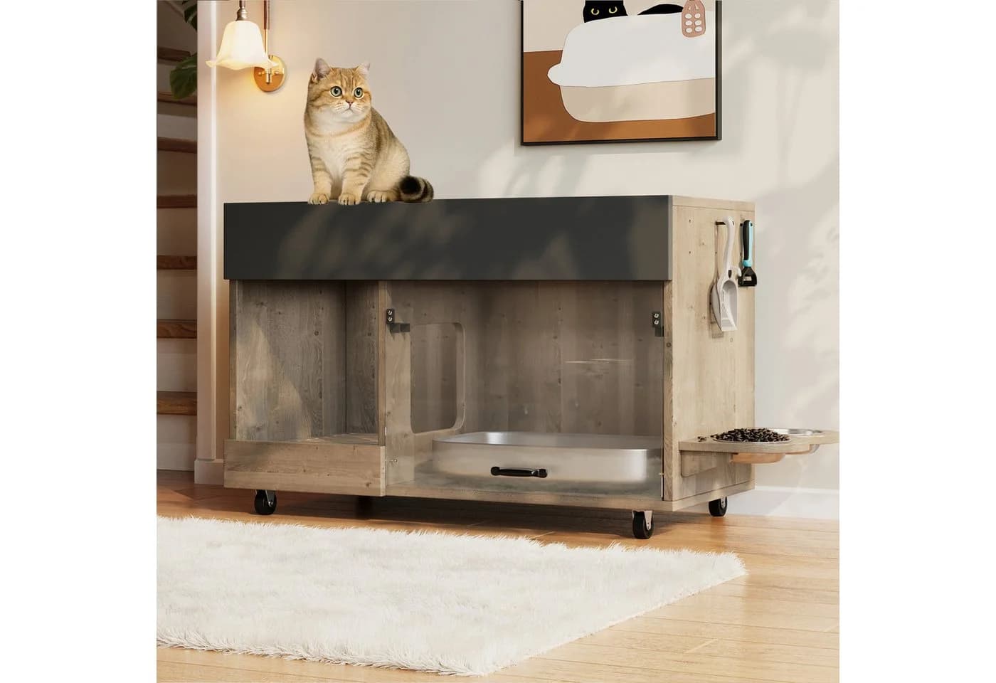 Flieks Katzenkloschrank mit Rollen Holzoptik - Bild 3