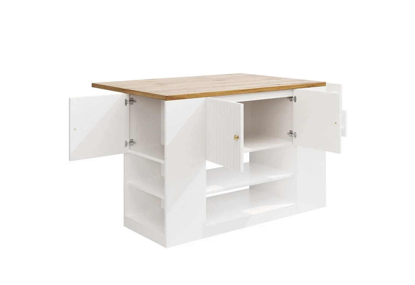 Flieks Kücheninsel mit erweiterbarer Arbeitsplatte, klappbare Tischplatte, Buffetschrank, Sideboard - Bild 4