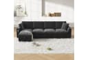 Flieks Ecksofa 4-Sitzer Grau Chenille mit USB, Typ-C & Bettkasten Bild 3