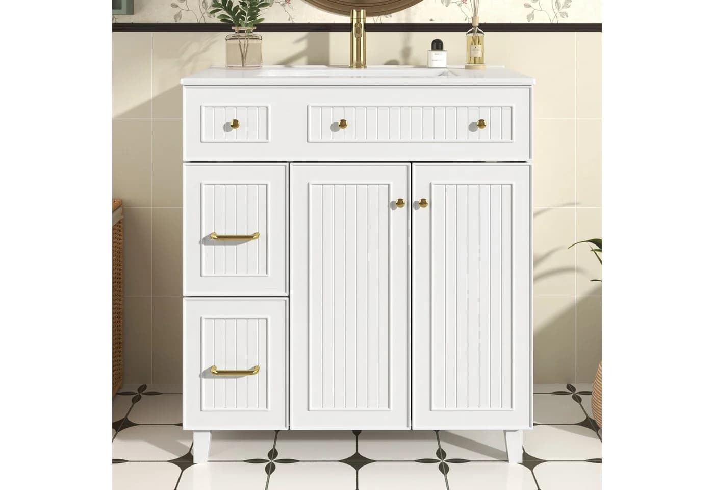Flieks Waschtisch Waschbeckenunterschrank mit Waschbecken - Bild 4