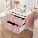 Flieks Waschtisch Waschbeckenunterschrank mit Waschbecken Waschplatz Rosa Bild 1