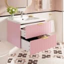 Flieks Waschtisch Waschbeckenunterschrank mit Waschbecken Waschplatz Rosa Bild 2