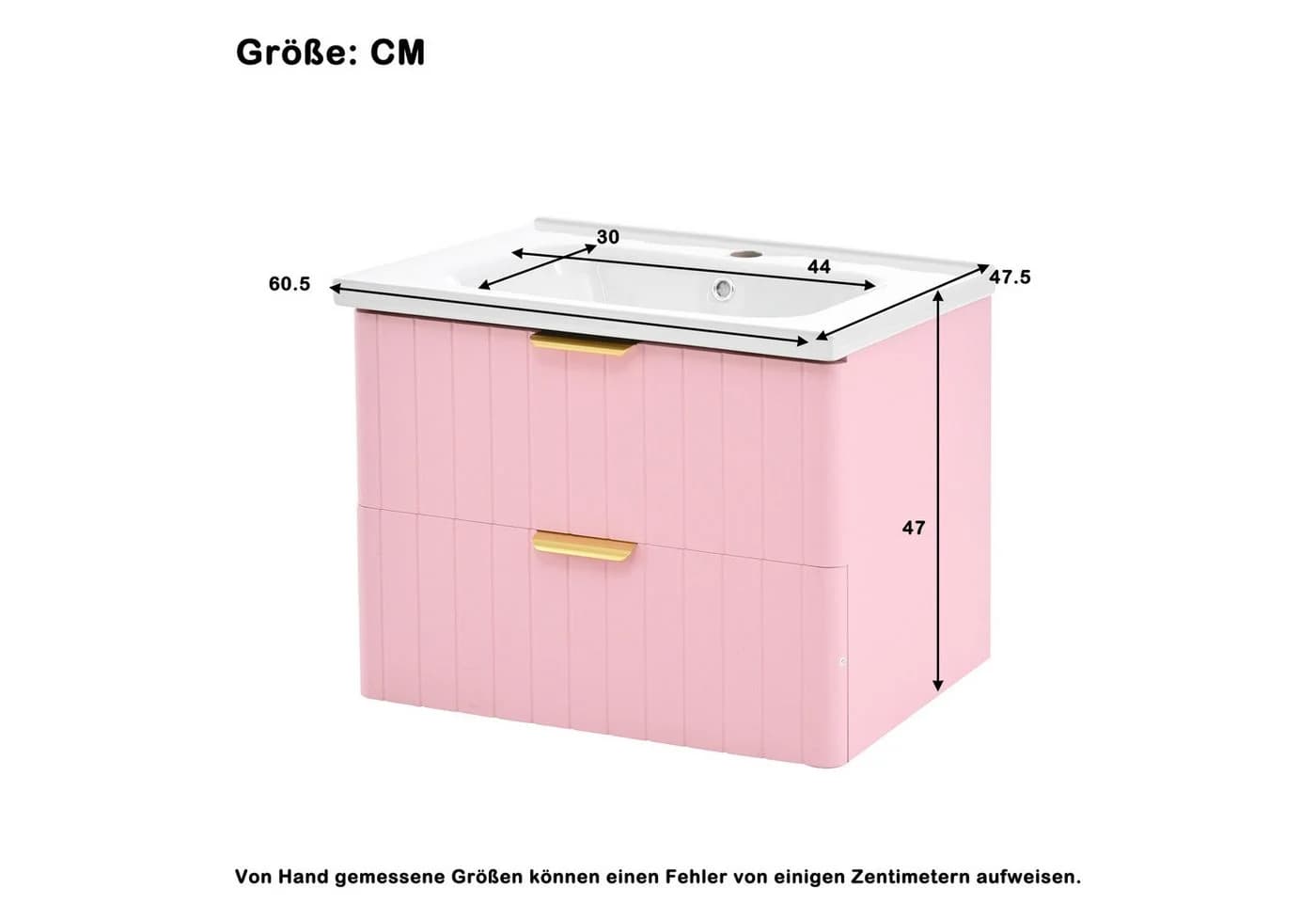 Flieks Waschtisch Waschbeckenunterschrank mit Waschbecken Waschplatz Rosa - Bild 5
