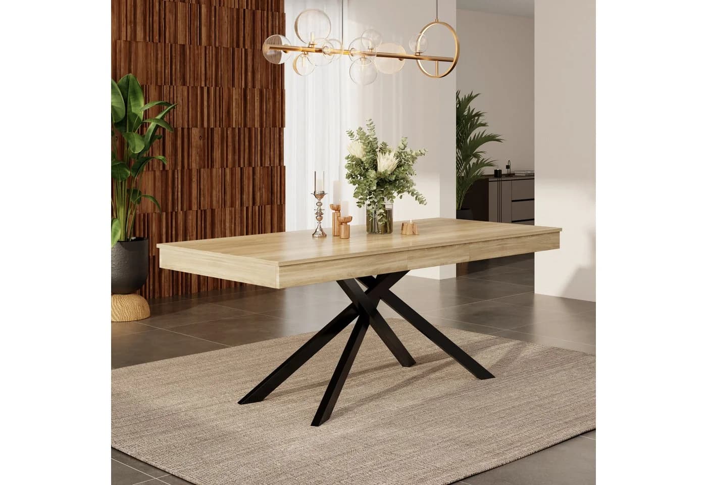Flieks Esstisch ausziehbarer Küchentisch 140-180cm Holzoptik Natur - Bild 2
