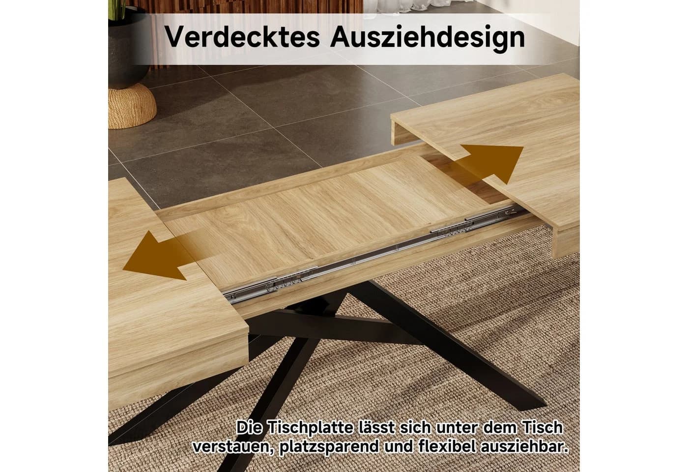 Flieks Esstisch ausziehbarer Küchentisch 140-180cm Holzoptik Natur - Bild 5