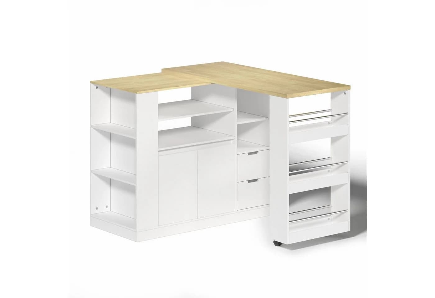 Flieks Bartisch 360° drehbar Stehtisch mit Mehrzweckschrank Weiß - Bild 5