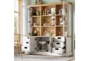 Flieks Küchenbuffet Hochschrank Weiß mit Glastüren & Schubladen Bild 1