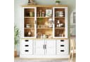 Flieks Küchenbuffet Hochschrank Weiß mit Glastüren & Schubladen Bild 3