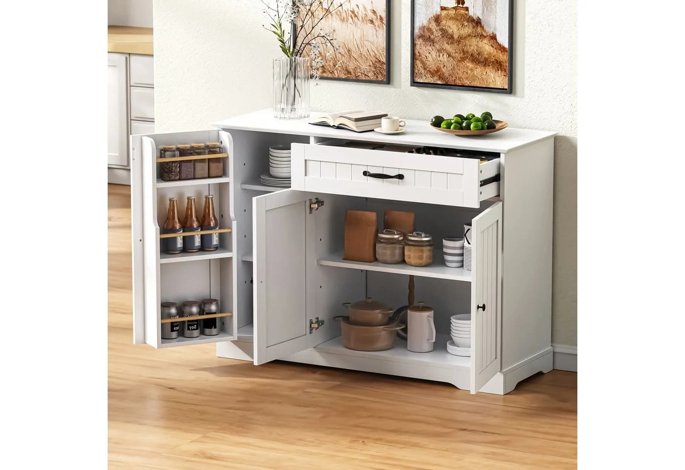 Flieks Kommode Buffetschrank mit Schubladen und Türablagen - Bild 2