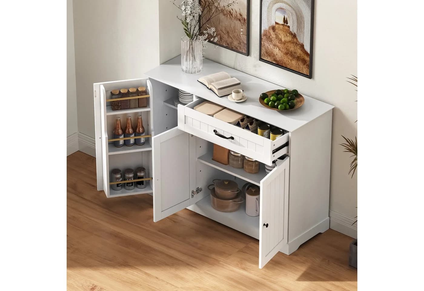 Flieks Kommode Buffetschrank mit Schubladen und Türablagen - Bild 3