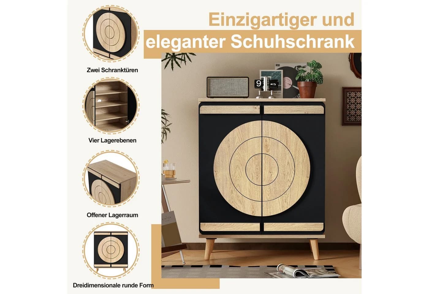 Merax Schuhschrank mit runden Geometrie-Türen - Bild 4