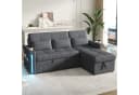 Merax Schlafsofa mit LED & USB, Ecksofa Chenille Beige/Grau Bild 1