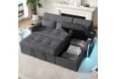 Merax Schlafsofa mit LED & USB, Ecksofa Chenille Beige/Grau Bild 2