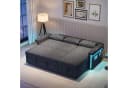 Merax Schlafsofa mit LED & USB, Ecksofa Chenille Beige/Grau Bild 3