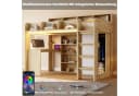 Merax Hochbett mit LED-Licht und Steckdose, in Holzoptik Bild 5
