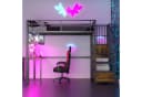 Merax Metall-Hochbett 90x200cm mit LED-Licht & Steckdosen Bild 1