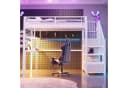 Merax Hochbett 90×200 cm mit LED-Licht & Steckdosen Bild 1