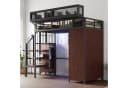 Merax Hochbett 90x200 mit LED, Kleiderschrank & Stauraumtreppe Schwarz/Weiß Bild 3