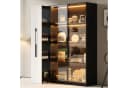 Merax Multifunktionsschrank 2-in-1 LED-Vitrine mit Glastür & Rollregal Bild 2