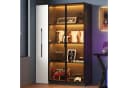 Merax Multifunktionsschrank 2-in-1 LED-Vitrine mit Glastür & Rollregal Bild 3