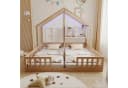 Merax Kinderbett 90x200cm LED-Licht Hausdesign Doppelbett Sicherheitsgeländer Bild 1